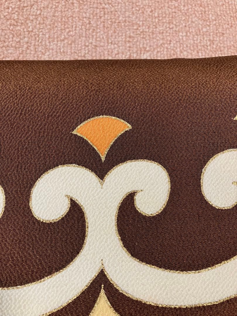 ④ 名古屋帯　ちりめん　志ま亀さん　唐草