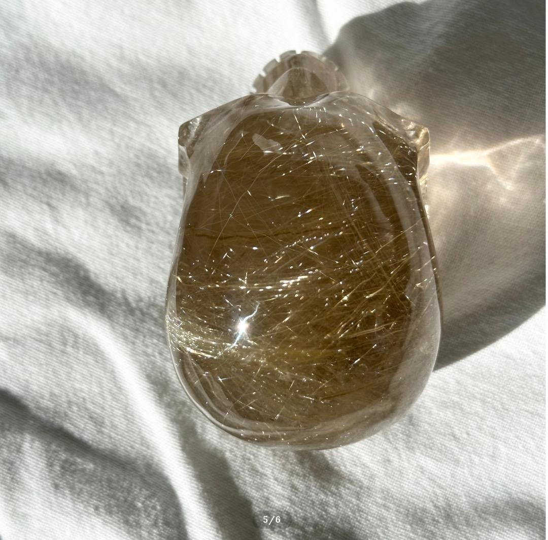 ゴールド ルチル スカル【ゴールド ルチル クォーツ】 From Brazil