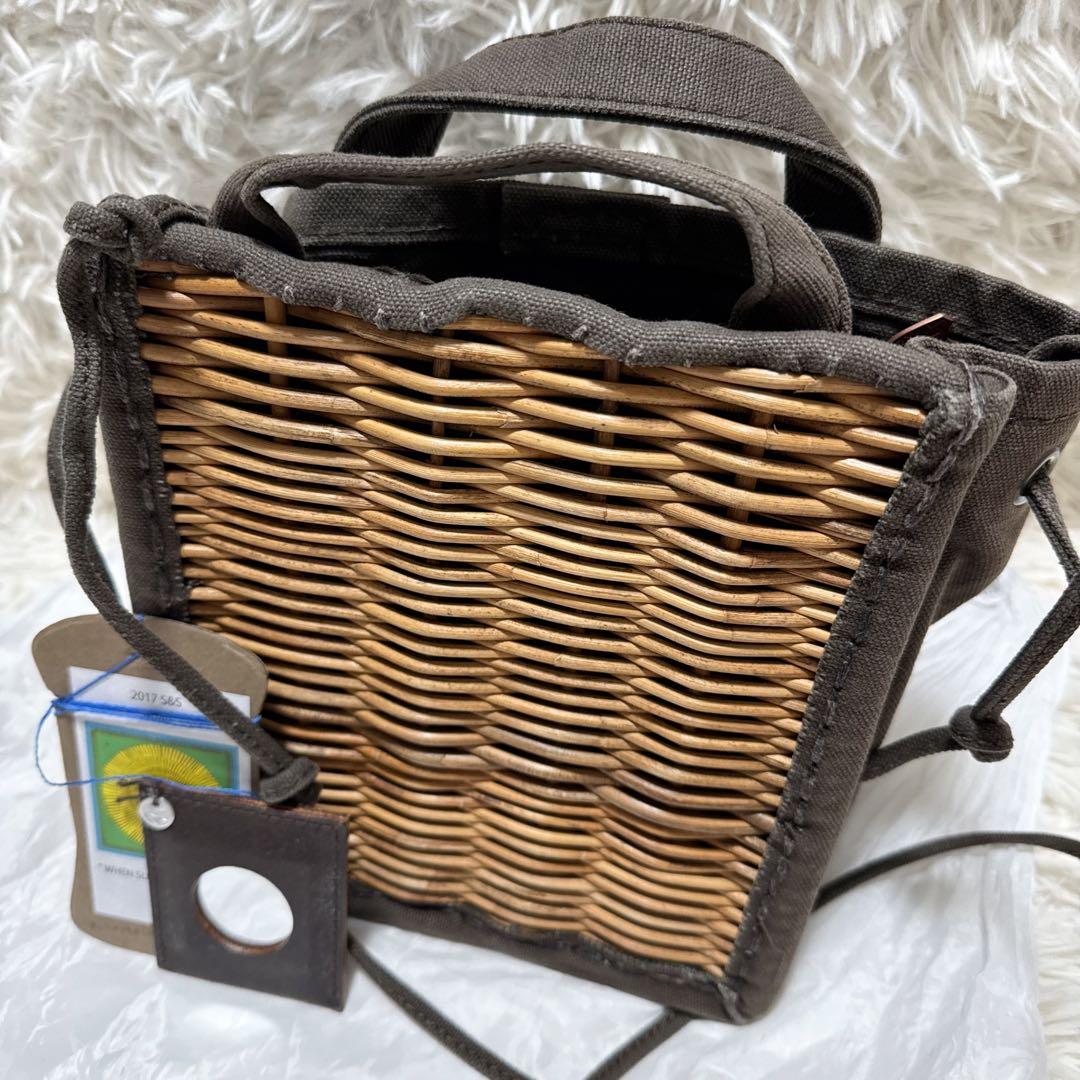 希少！ 人気✨ エバゴス かご袋 ショルダーバッグ 2way キャンバス 紅籐