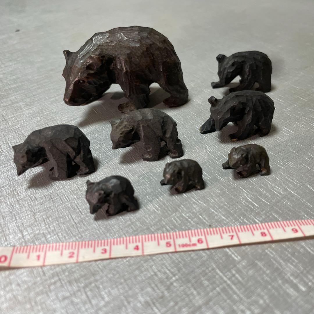 木彫り熊 一刀彫り ミニチュア8体セット50年前昭和レトロ北海道アイヌ