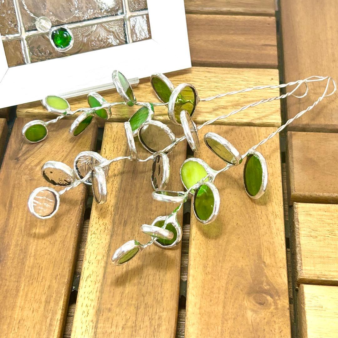 ステンドグラス(ハンドメイド) 6点おまとめ 色鉛筆、ハウス、パネル、一輪挿し