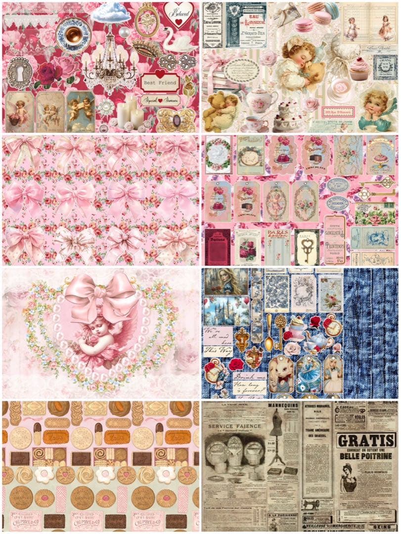 新作♡A/W♡sweetコラージュset 80枚　A4 デザインペーパー　メモ