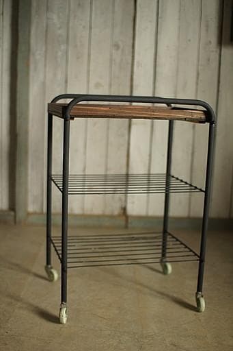 古い鉄と古材のキッチンラック　食器棚　オープンラック　古家具　古道具