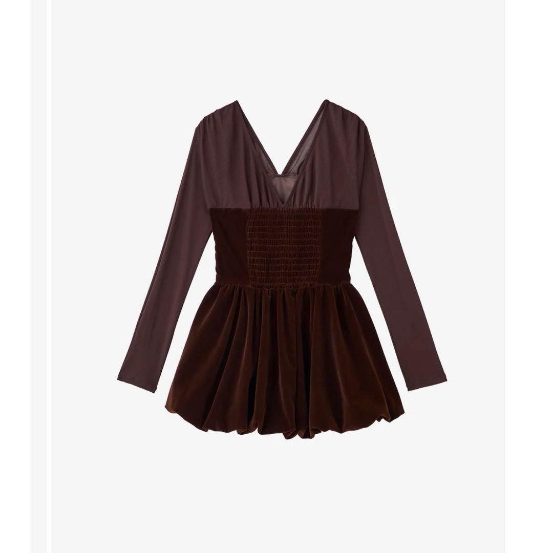 【タグ付き新品】poláura ベロアビスチェバルーントップス ブラウン