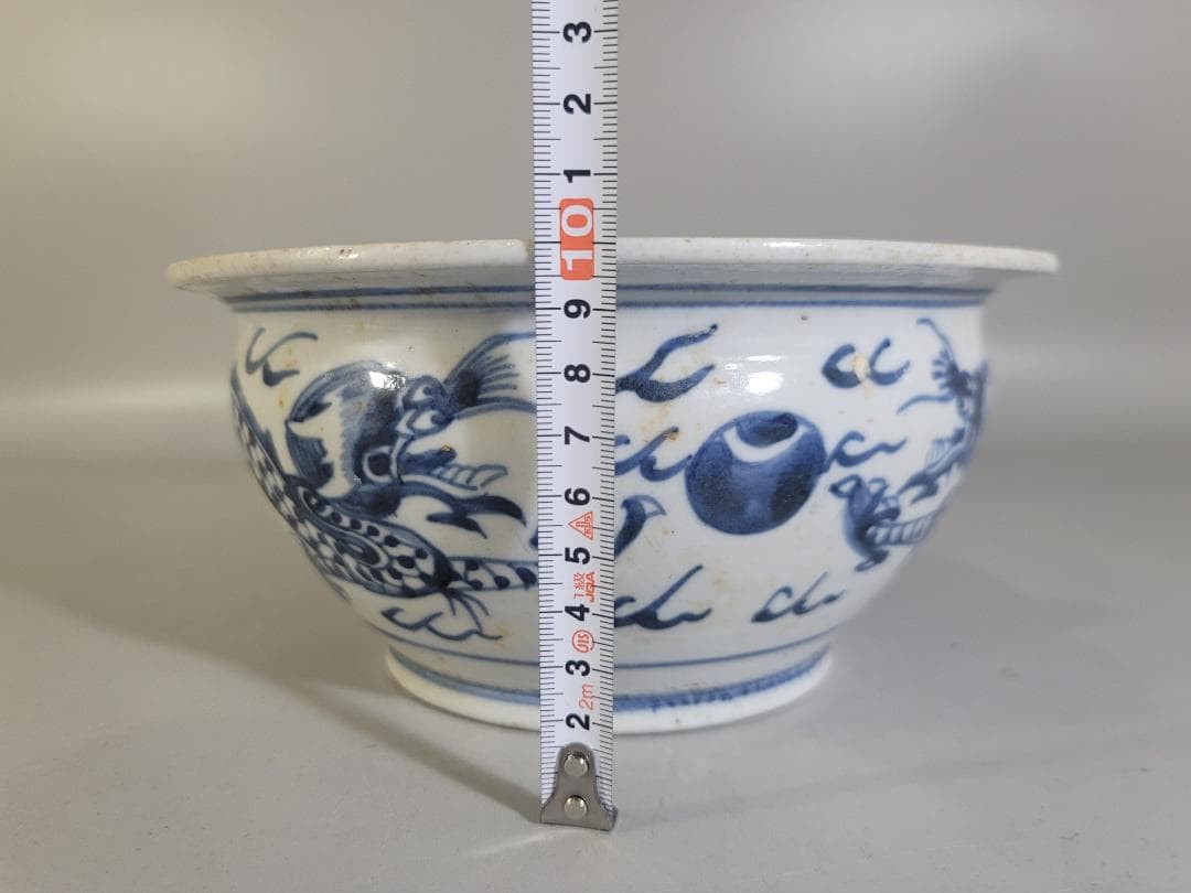 中国 染付 龍模様 碗 時代物 DT169