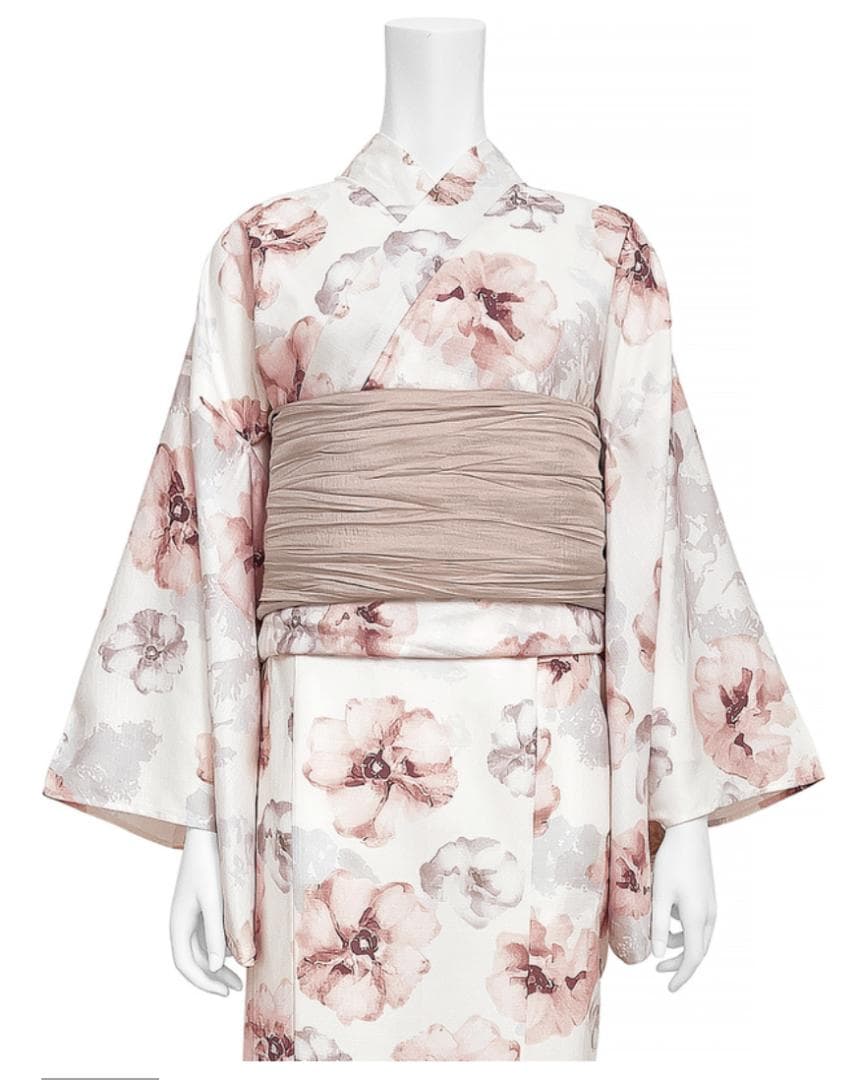 【新品・未開封】3点セット2Way花柄セパレート浴衣　アイボリー×ピンク