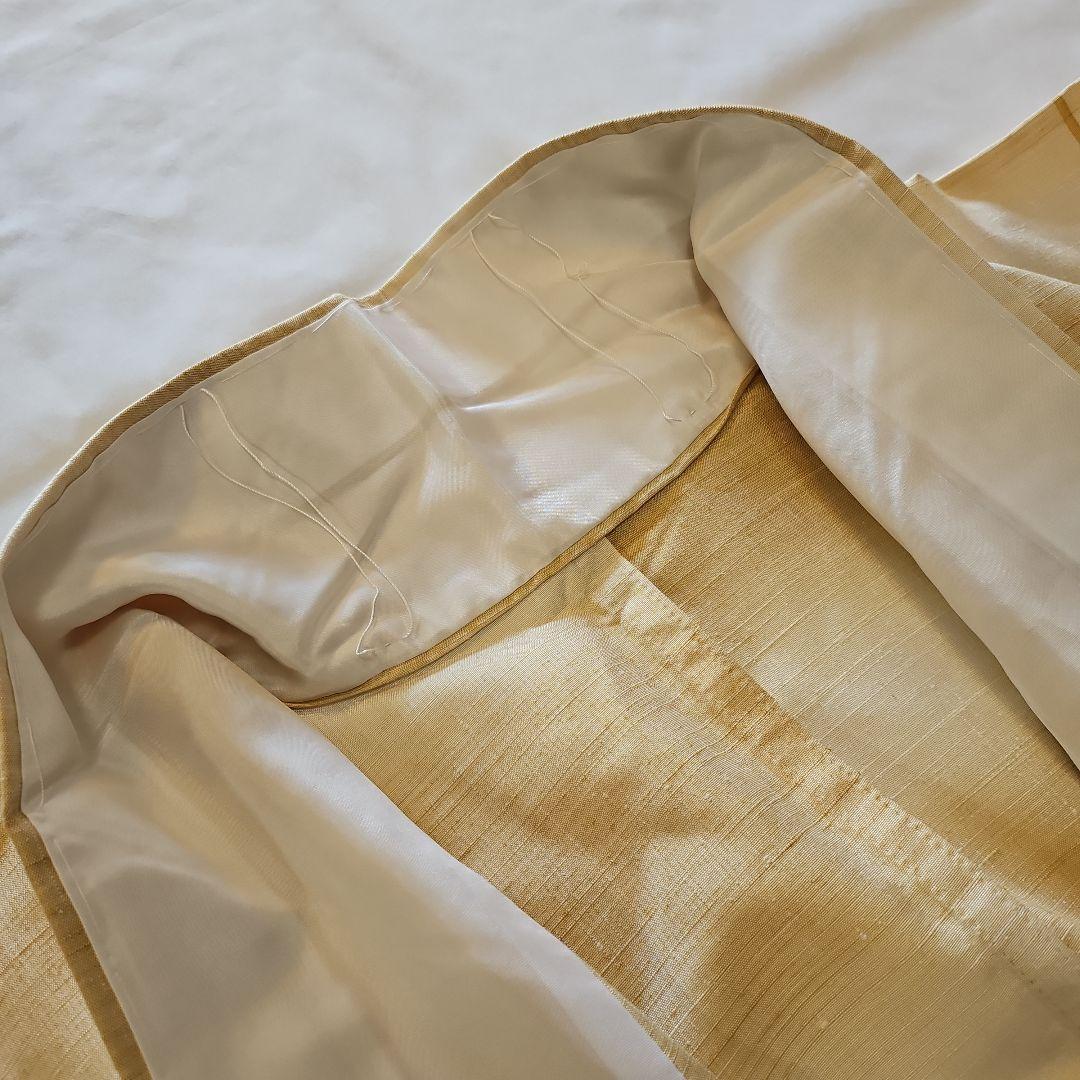 最終お値下げ‼️☆紬☆単衣☆居敷当て付き☆薄い黄土色の暈し☆横段☆身幅たっぷり