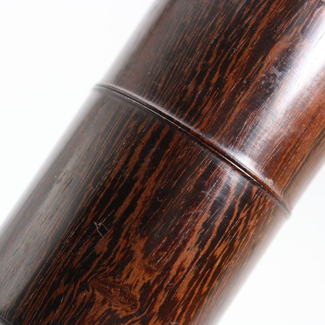 黒檀 中次 薄茶器 茶道具 共箱　V917　N7