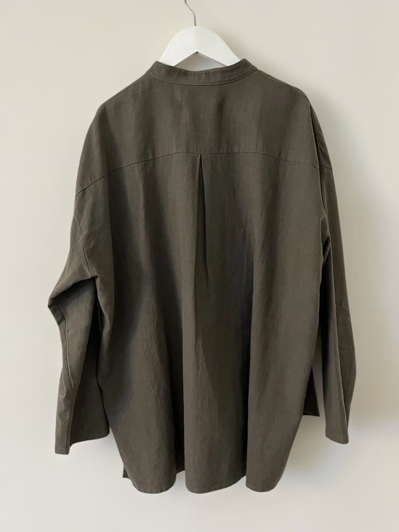 トップス evam eva cotton wool band collar shirt