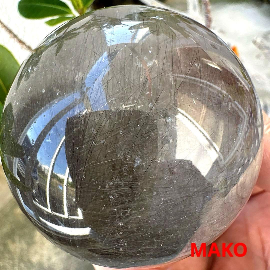 M1806☆ルチルクォーツ丸玉62mm328g☆天然石　原石☆N50807-B