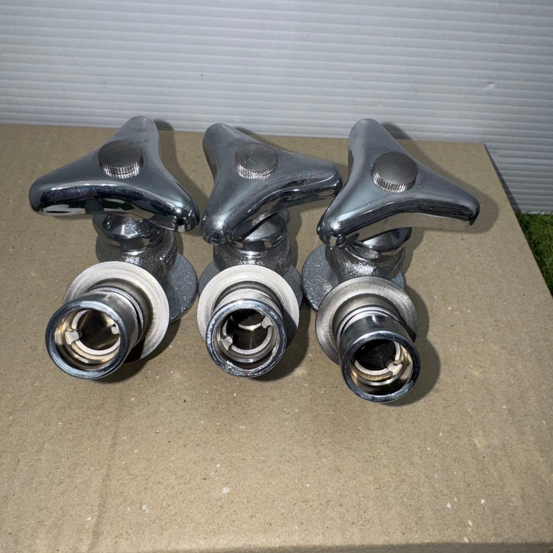 金属製シルバー蛇口 L字型散水用バルブ 3個セット［2261］