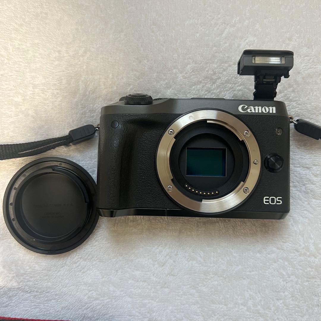 Canon EOS M6 ミラーレスカメラ本体ストラップ付きと付属品他
