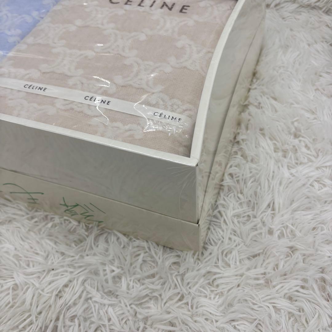 CELINE　綿毛布　2点セット　マカダム柄　ベージュ　ブルー　セリーヌ