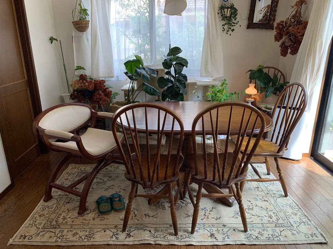 シノワズリ218×117 トルコヴィンテージラグ　ベージュ　オレンジ　トルコラグ