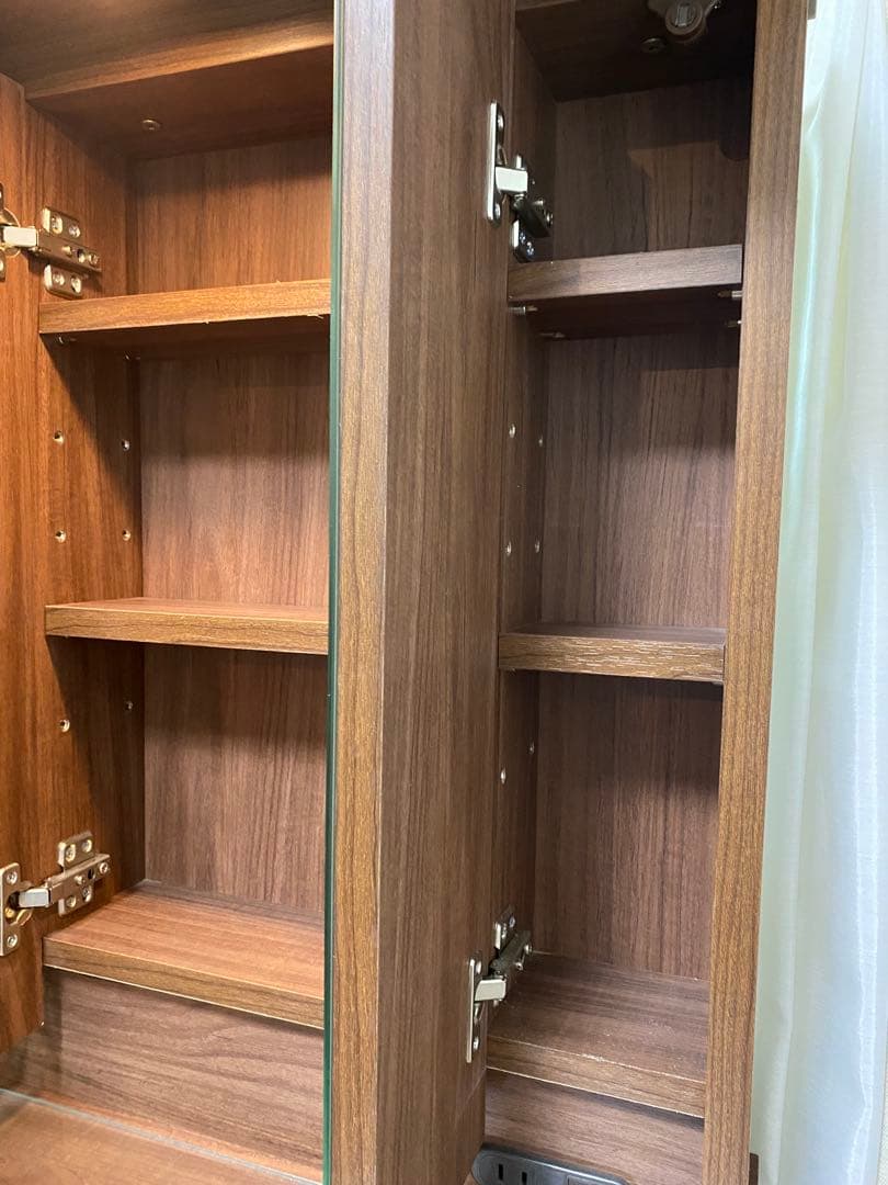 三面鏡ドレッサー 幅60cm 鏡裏収納・ライト付き