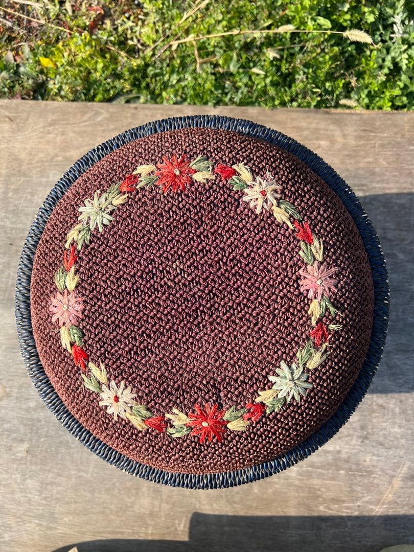 【O-148】籐 ラタン バスケット 蓋付き カゴ 収納 昭和レトロ