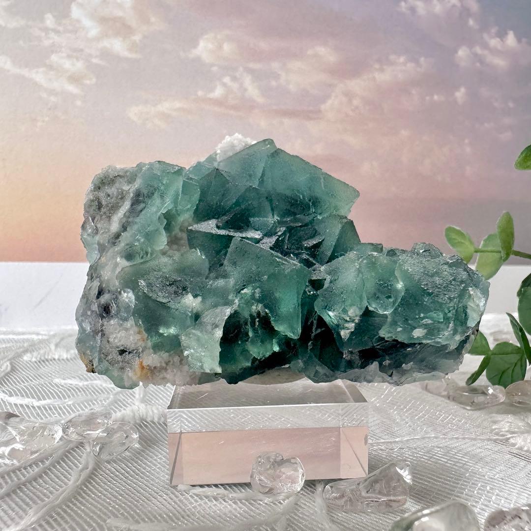 【D256】八面体 グリーンフローライト 内モンゴル 鉱物 標本