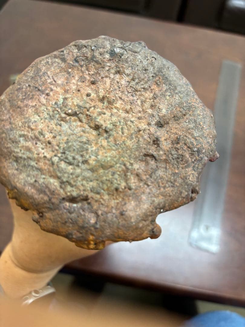 置物 ガラスケース入り 住友金属銅山　銅滴　塔状 木製台座付き