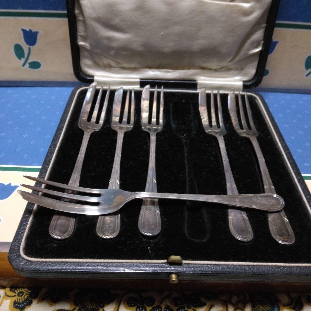 アンティークシルバーデザートフォークセット