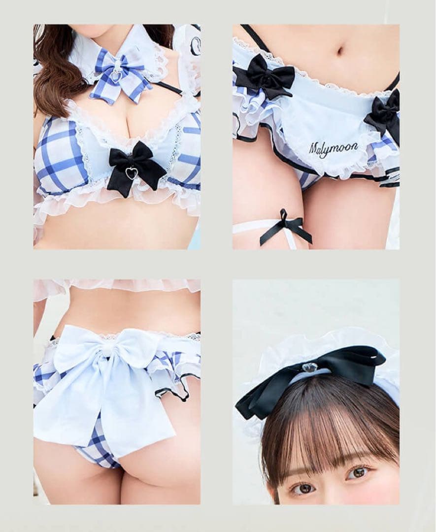 n*n様 フリルチェックアラモードビキニ　ネイビー　マリームーン　MZ-25-1