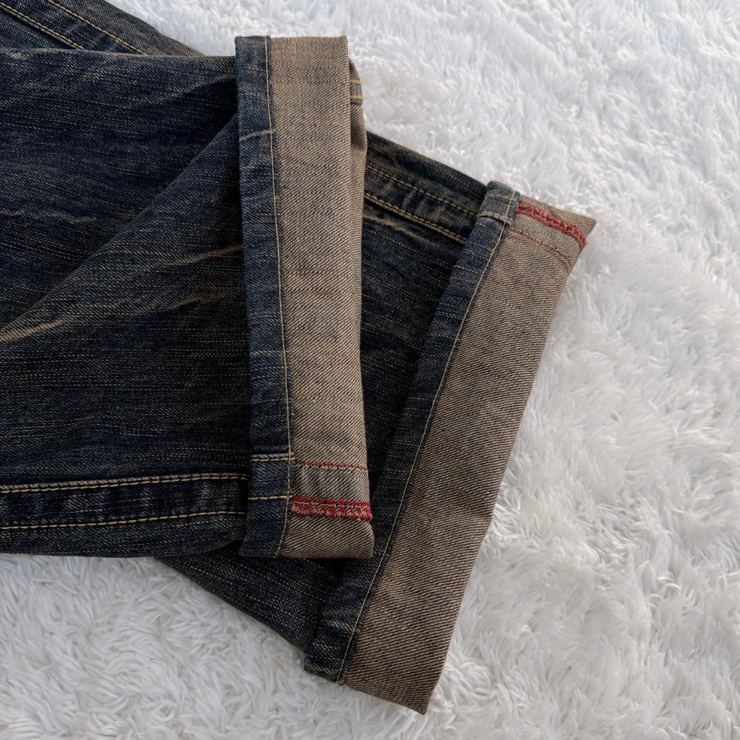 BLUE WAY ブルーウェイ 鬼ヒゲ フレア デニム パンツ ジーンズ Y2K