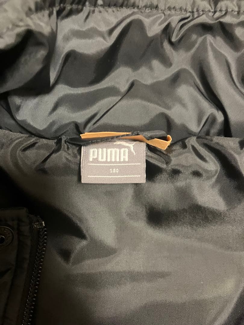 ダウンベンチコート クリーニング済 150cm　フード　ケース付　ブラック美品