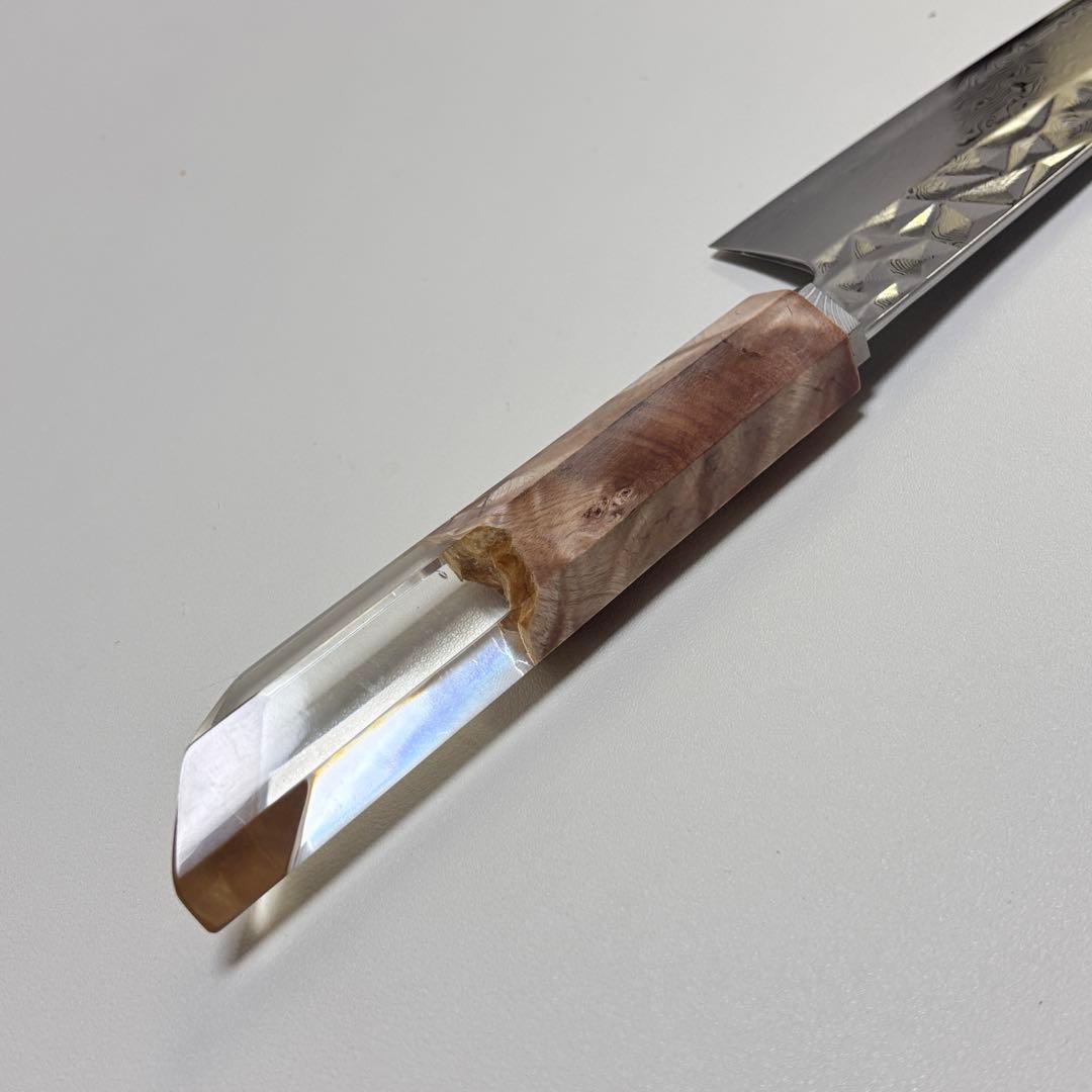 ダマスカスシェフナイフ AUS10 ダマスカス牛刀　203mm✿