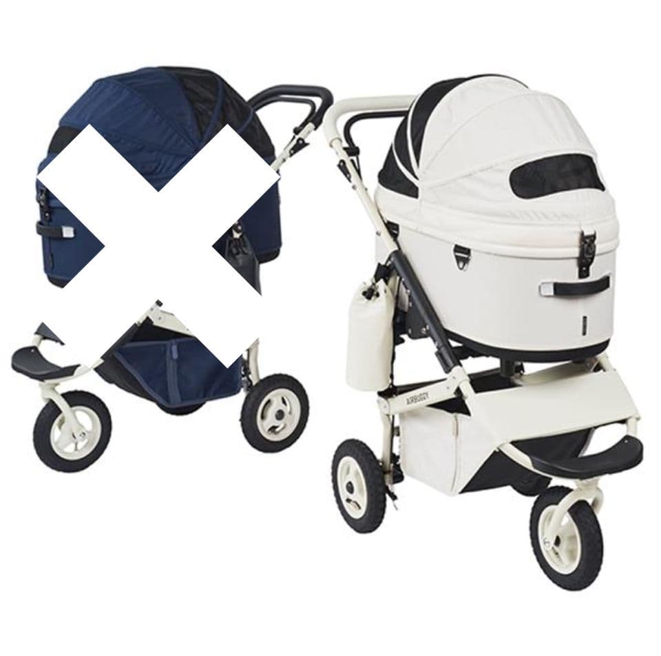 エアバギー　ドーム3　アイボリーホワイト　ラージサイズコットと同色バスケット