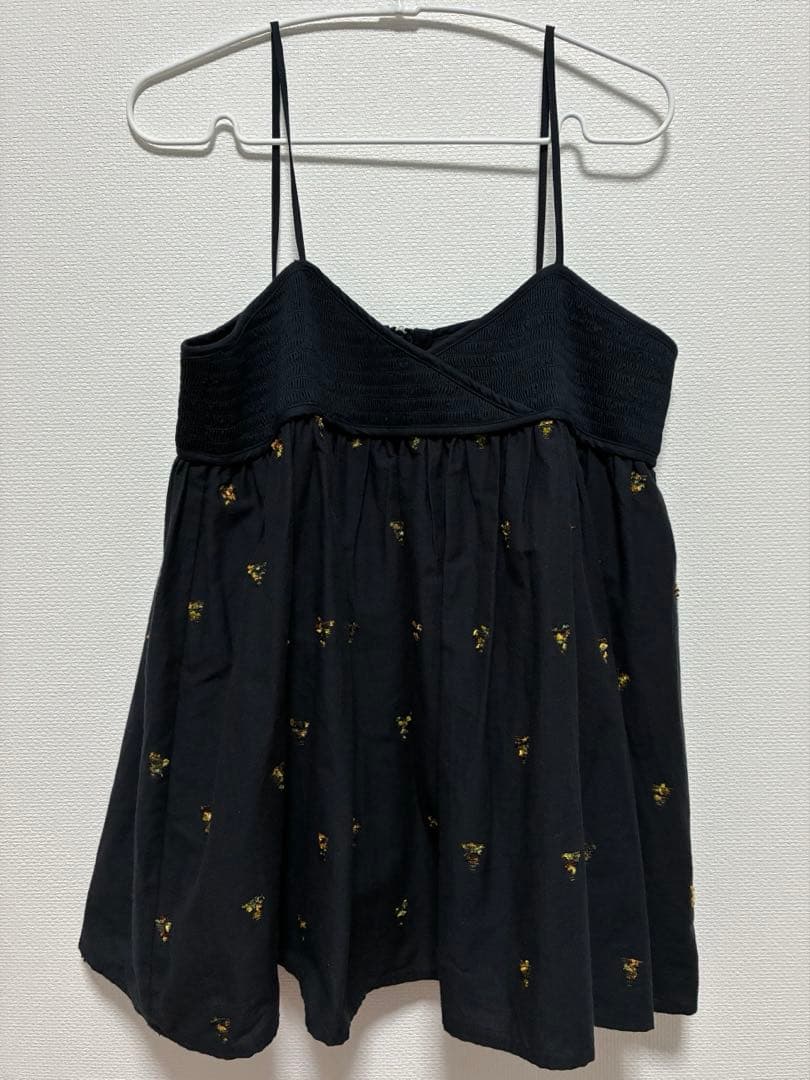 SLOBE IENA スローブイエナ　キャミ　レイヤード 刺繍　ネイビー