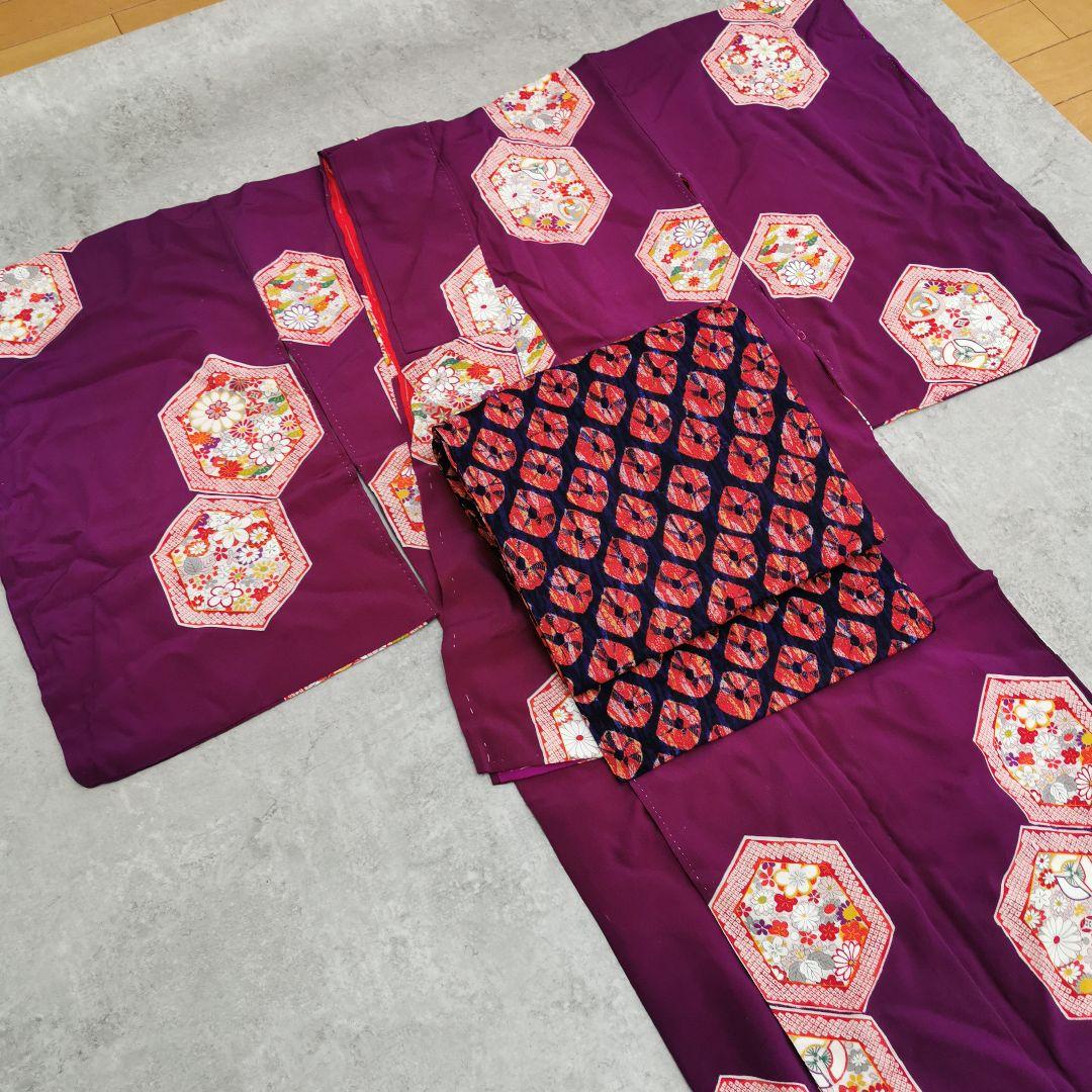 【ポンポンつき帯締めプレゼント】貴重な 手蜘蛛絞り 紬 九寸名古屋帯