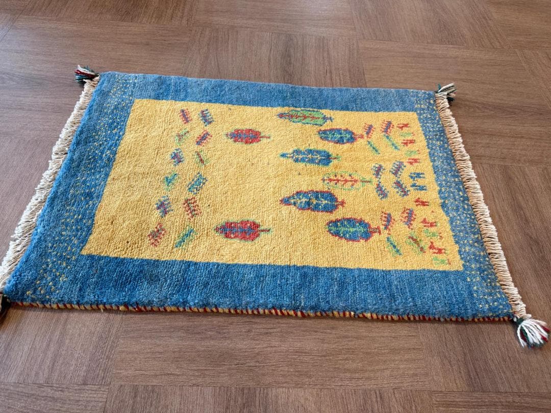 ギャッベ 86x62cm ペルシャ絨毯 手織り ギャベ 玄関マットラグ 絨毯