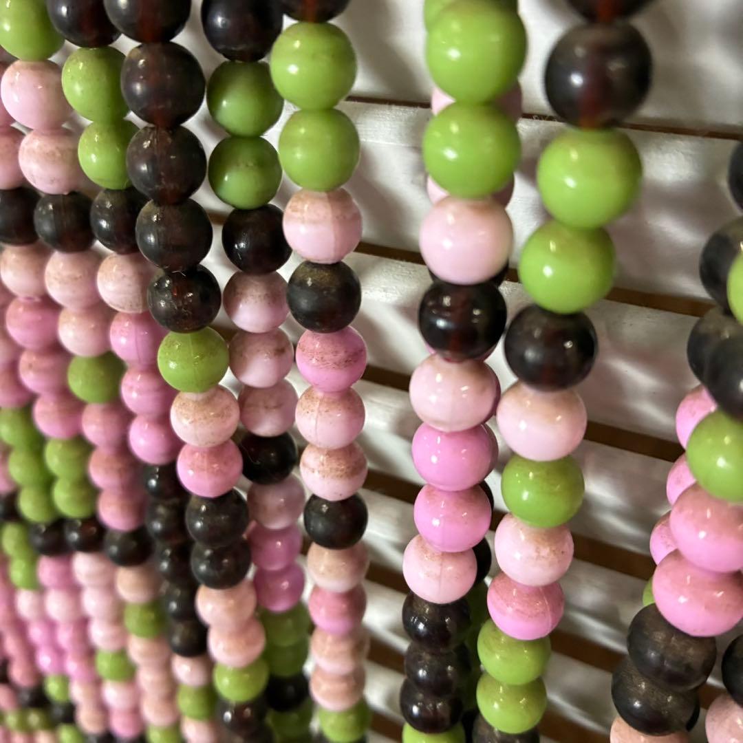 【送料込】昭和レトロ　珠のれん　ビーズ　レトロポップ　スキルスクリーン　花と門