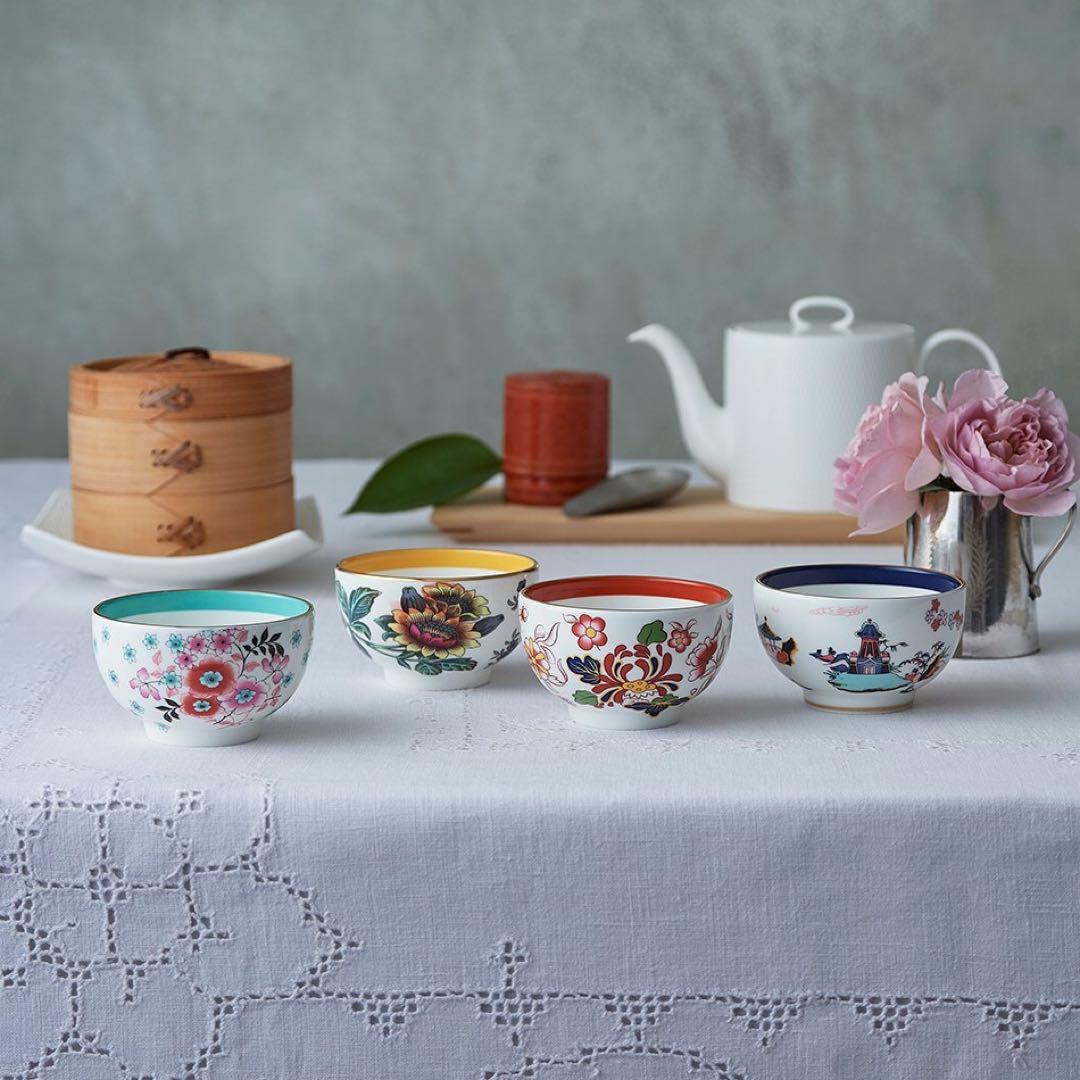 新品ウェッジウッド ワンダーラスト ティーボウルセットカメリア 湯呑み 茶碗