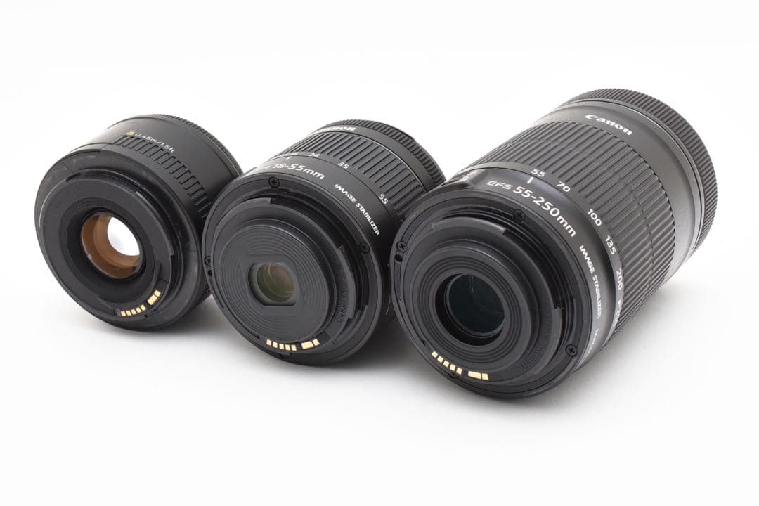 デジタル一眼レフカメラcanon kiss x 10i標準&望遠&単焦点セット