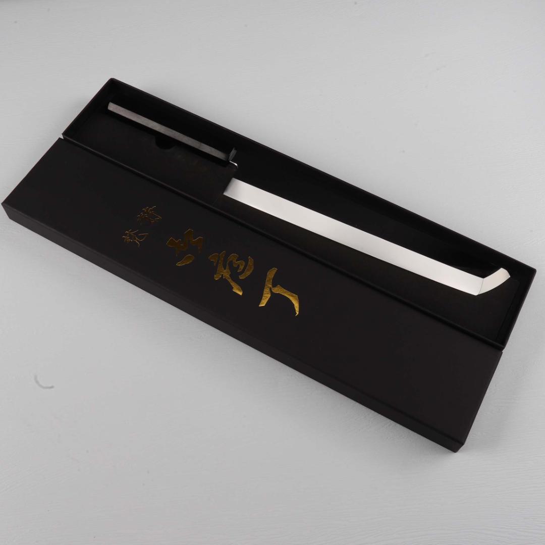 7794鱧切り 骨切り包丁 尺寸 ウルトラ鏡面仕上げ刺身包丁 黒檀黒水牛角八角柄