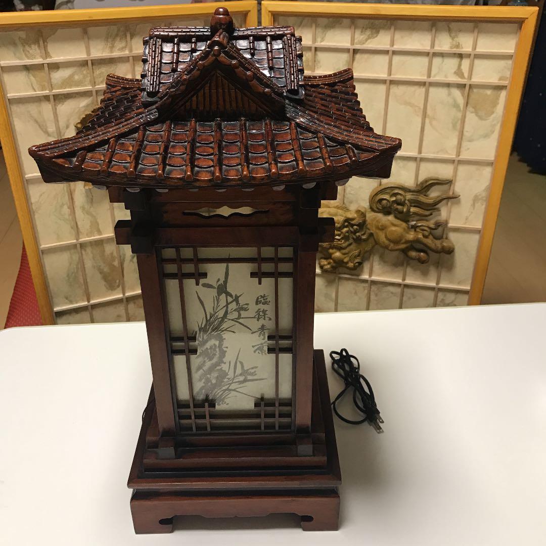 希少品　古美術　ランプ　梅蘭竹菊四面絵　年代物