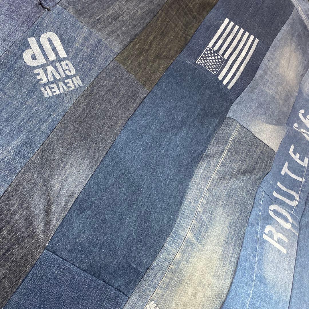 リメイクデニム マルチカバー　ハンドメイドざっくりベットカバーダメージ