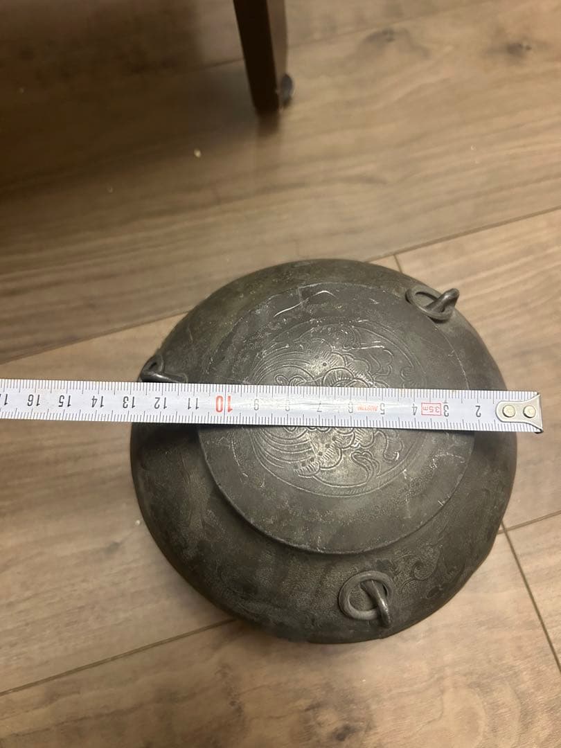 王東文造 古錫製 雲龍鳳凰文刻 三耳壷 茶入 中國古玩 唐物 時代物 骨董品