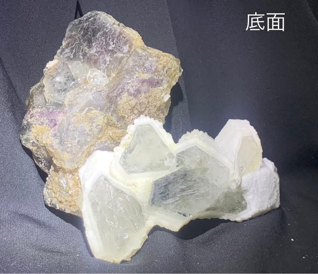 【超希少品・大サイズ】八面体蛍石＆キャンドルクォーツ　共生鉱物