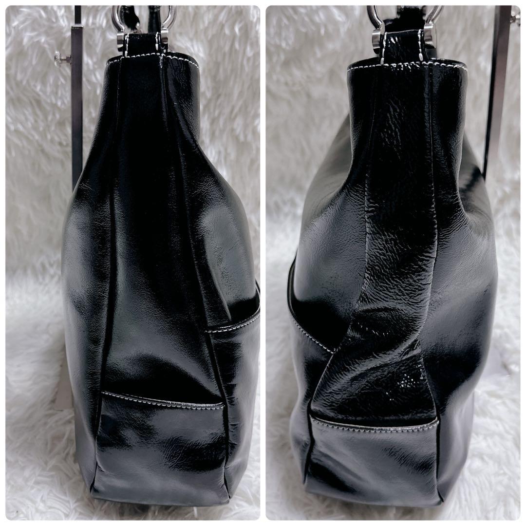 HAMANO 濱野 ショルダーバッグ 2way ブラック 黒 エナメル A4