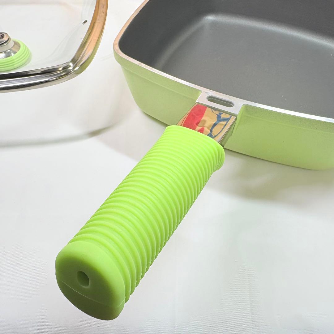 アサヒ軽金属　アサヒローストパンL グリーン　ガラス蓋