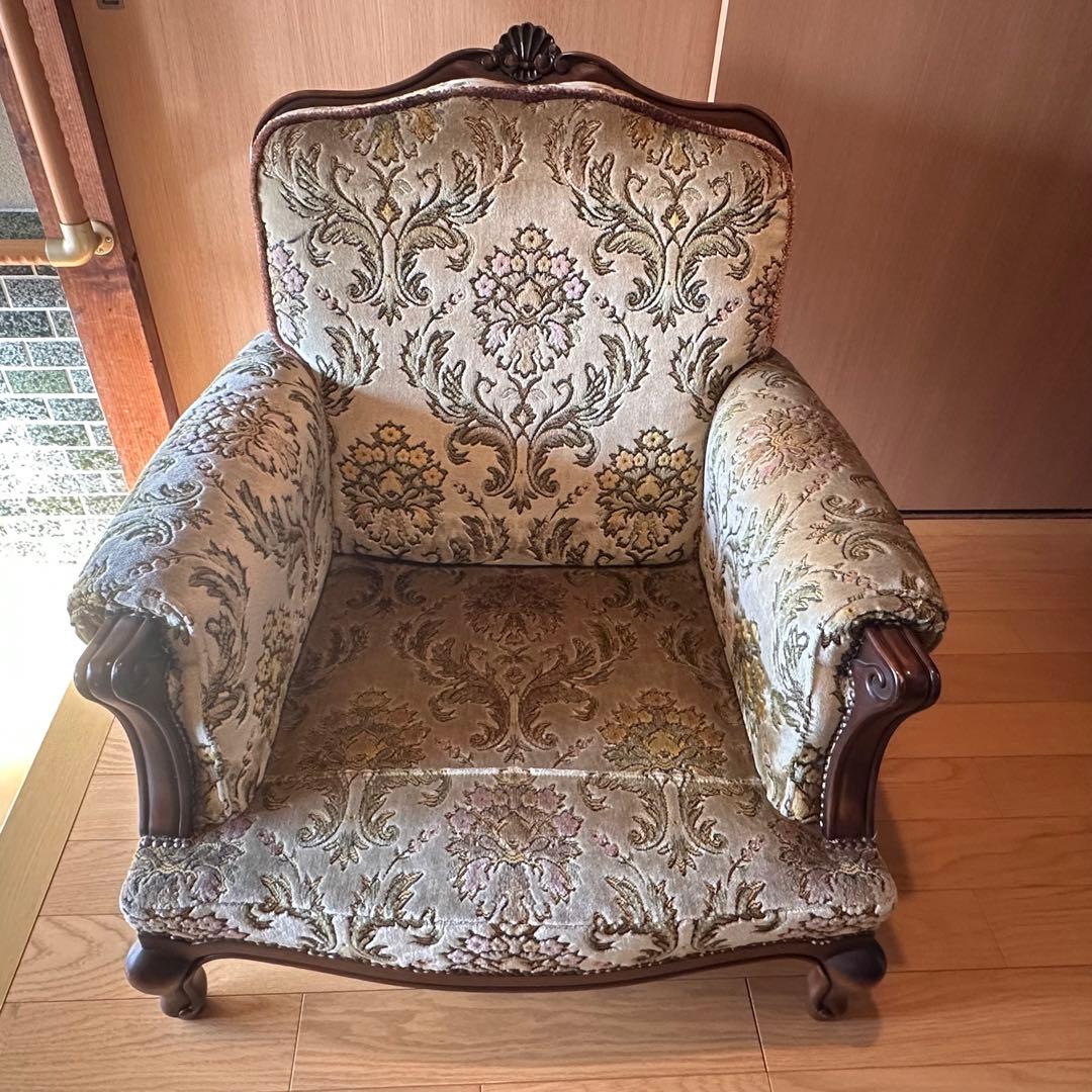 【美品】カリモク シングルソファ インテリア アンティーク 猫脚 1人掛け 椅子