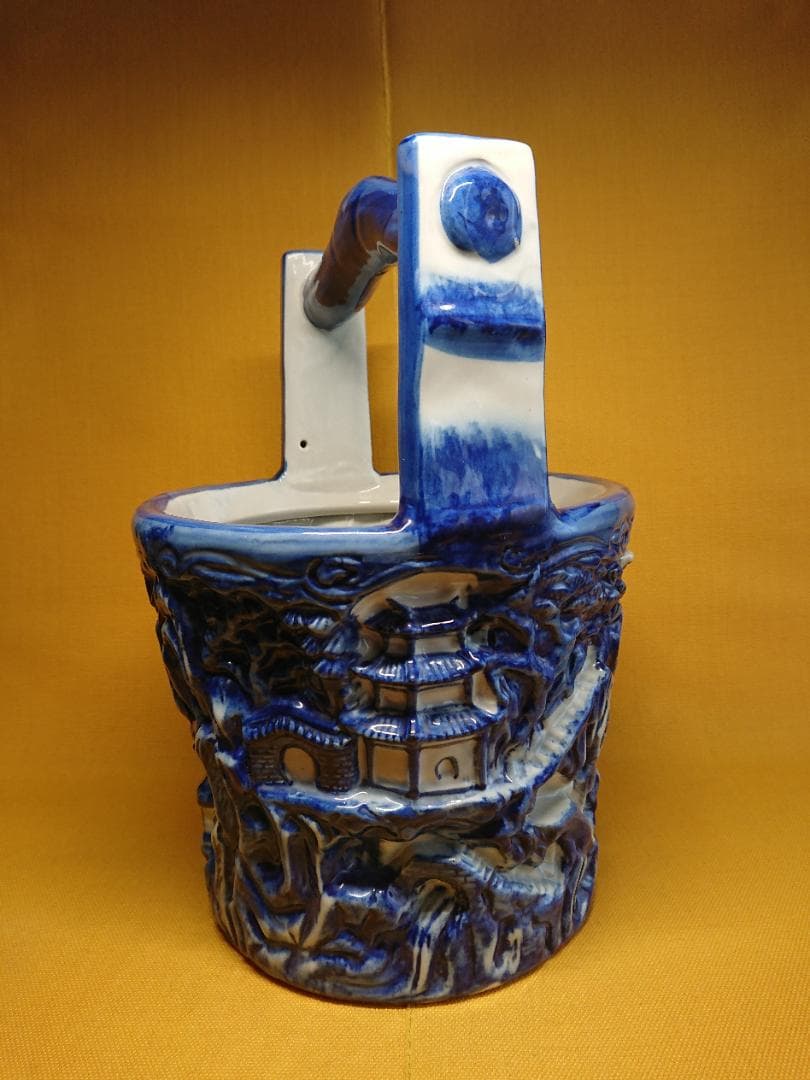 【美品】花器　青花　壷　骨董　磁器　置物　インテリア　工芸品　美術品　A1108
