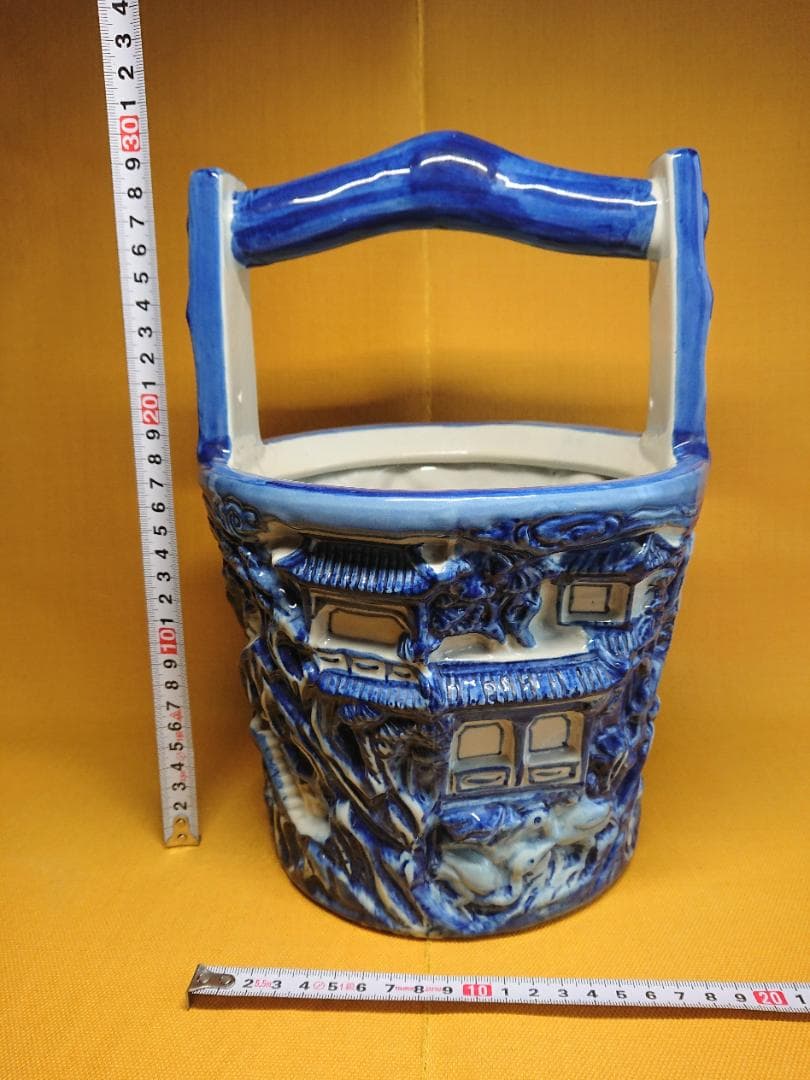 【美品】花器　青花　壷　骨董　磁器　置物　インテリア　工芸品　美術品　A1108