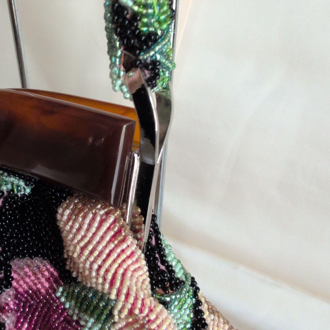 高級和装ビーズ刺繍バック 花柄　和装バック　成人式　 美品