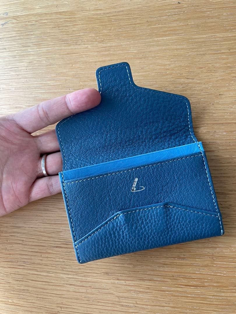 【美品】土屋鞄 エンベロープ カードケース 名刺入れ 限定色ブルー 本革