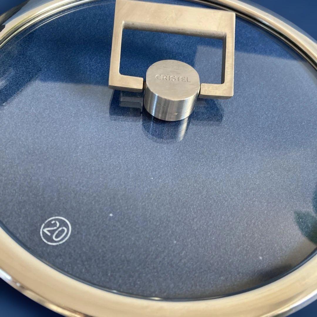 【CRISTEL】ステンレス両手鍋 L 深鍋＋蓋　20cm 説明書レシピ付き