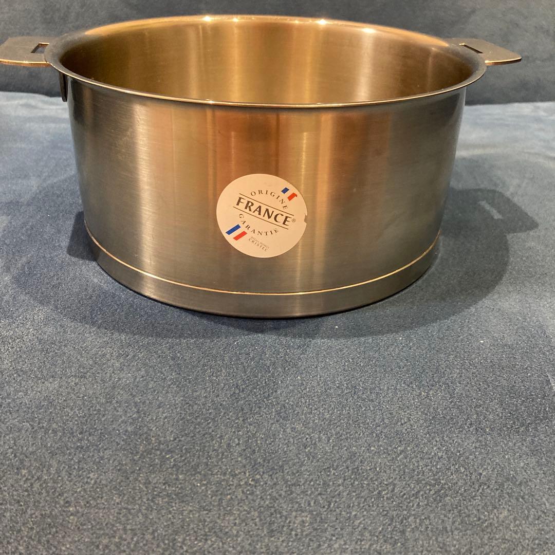 【CRISTEL】ステンレス両手鍋 L 深鍋＋蓋　20cm 説明書レシピ付き