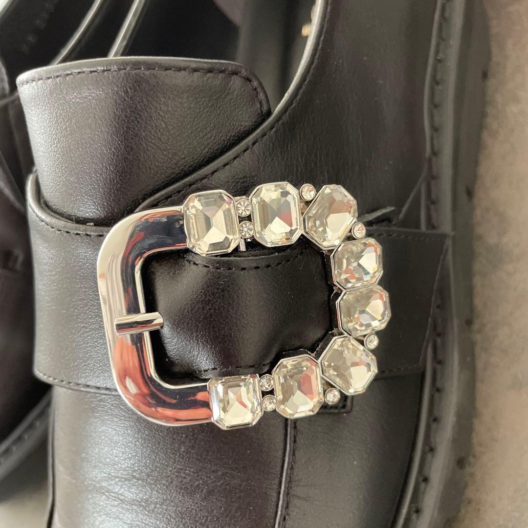 ダイアナDIANA ビジュー付きブラックローファー銀座正規店購入　新品