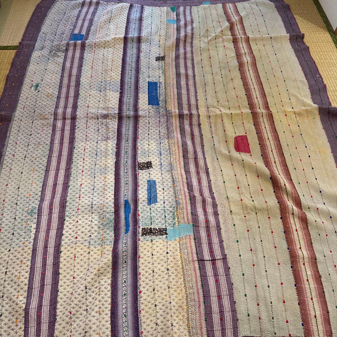 VINTAGE QUILT ヴィンテージラリーキルト　カンタキルト紫ベージュ系